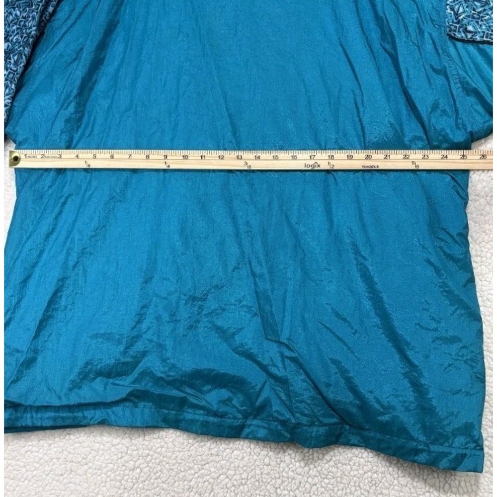 Honors Plus Size Vintage Turquoise Lined Nylon Track Full Zipper Jacket - Picture 4 of 9